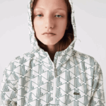 Lacoste מעיל רוח בדוגמת מונוגרמה חיה DZ4D0D1291 לבן ירוק pt2 גברים - Image 9