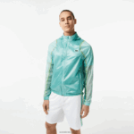 Lacoste מעיל רוח עם ברדס עמיד למים ספורט DZ4D0D1 מנטה br8 גברים