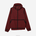 Lacoste מעיל רוכסן קל עם כיתוב ברדס DZ4D0D1283 בורדו zs1 גברים - Image 4
