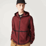 Lacoste מעיל רוכסן קל עם כיתוב ברדס DZ4D0D1283 בורדו zs1 גברים - Image 6