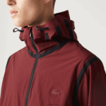 Lacoste מעיל רוכסן קל עם כיתוב ברדס DZ4D0D1283 בורדו zs1 גברים - Image 9