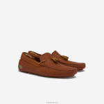 Lacoste נעלי נהיגה משובצות מעור ציצית טייס DZ4D0D1843 מסטיק חום 524 גברים - Image 2
