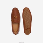 Lacoste נעלי נהיגה משובצות מעור ציצית טייס DZ4D0D1843 מסטיק חום 524 גברים - Image 4
