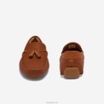 Lacoste נעלי נהיגה משובצות מעור ציצית טייס DZ4D0D1843 מסטיק חום 524 גברים - Image 5