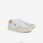 Lacoste נעלי סניקרס זמש וטקסטיל בגזרת perf-shot DZ4D0D2750 כתום לבן 1u2 נשים - Image 2