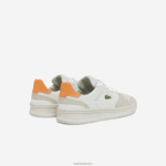 Lacoste נעלי סניקרס זמש וטקסטיל בגזרת perf-shot DZ4D0D2750 כתום לבן 1u2 נשים - Image 3