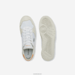 Lacoste נעלי סניקרס זמש וטקסטיל בגזרת perf-shot DZ4D0D2750 כתום לבן 1u2 נשים - Image 4