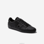 Lacoste נעלי סניקרס מעור מחורר של chaymon DZ4D0D1711 שחור 02h גברים