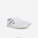 Lacoste נעלי ספורט טקסטיל ועור מבטא של menerva DZ4D0D1704 לבן ואדום 286 גברים - Image 2