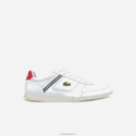 Lacoste נעלי ספורט טקסטיל ועור מבטא של menerva DZ4D0D1704 לבן ואדום 286 גברים
