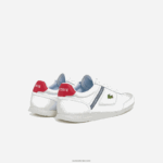 Lacoste נעלי ספורט טקסטיל ועור מבטא של menerva DZ4D0D1704 לבן ואדום 286 גברים - Image 3