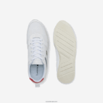 Lacoste נעלי ספורט טקסטיל ועור מבטא של menerva DZ4D0D1704 לבן ואדום 286 גברים - Image 4
