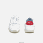 Lacoste נעלי ספורט טקסטיל ועור מבטא של menerva DZ4D0D1704 לבן ואדום 286 גברים - Image 5