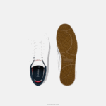 Lacoste נעלי ספורט טריקולור מעור powercourt DZ4D0D1858 לבן/צי ואדום 407 גברים - Image 4