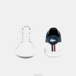 Lacoste נעלי ספורט טריקולור מעור powercourt DZ4D0D1858 לבן/צי ואדום 407 גברים - Image 5