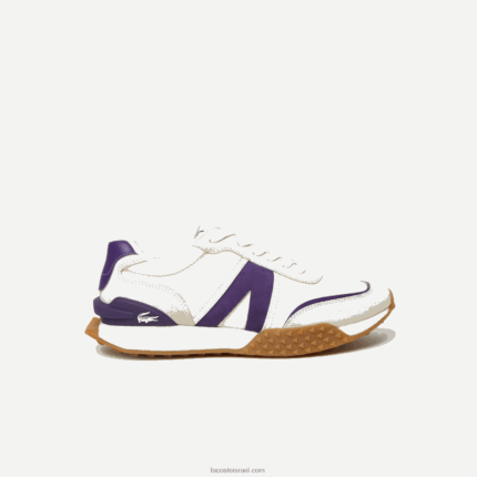 Lacoste נעלי ספורט מנוגדות בצבע עור דלוקס l-spin DZ4D0D1789 אוף לבן וסגול אג'ה גברים