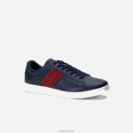 Lacoste נעלי ספורט מסוג carnaby evo מעור וזמש DZ4D0D1717 חיל הים ואדום כהה 5a5 גברים