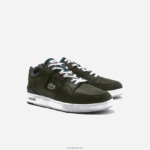 Lacoste נעלי ספורט ניגודיות בצבע עור בכלוב בית המשפט DZ4D0D1705 חאקי ולבן 255 גברים - Image 2