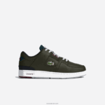Lacoste נעלי ספורט ניגודיות בצבע עור בכלוב בית המשפט DZ4D0D1705 חאקי ולבן 255 גברים