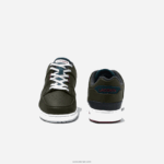 Lacoste נעלי ספורט ניגודיות בצבע עור בכלוב בית המשפט DZ4D0D1705 חאקי ולבן 255 גברים - Image 4