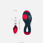 Lacoste נעלי ספורט עם מרקם טקסטיל לכיוון בית המשפט DZ4D0D1861 לבן/צי ואדום 407 גברים - Image 4