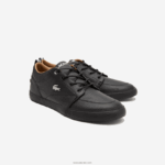 Lacoste נעלי ספורט צווארון מחורר מעור bayliss DZ4D0D1758 שחור 02h גברים - Image 2