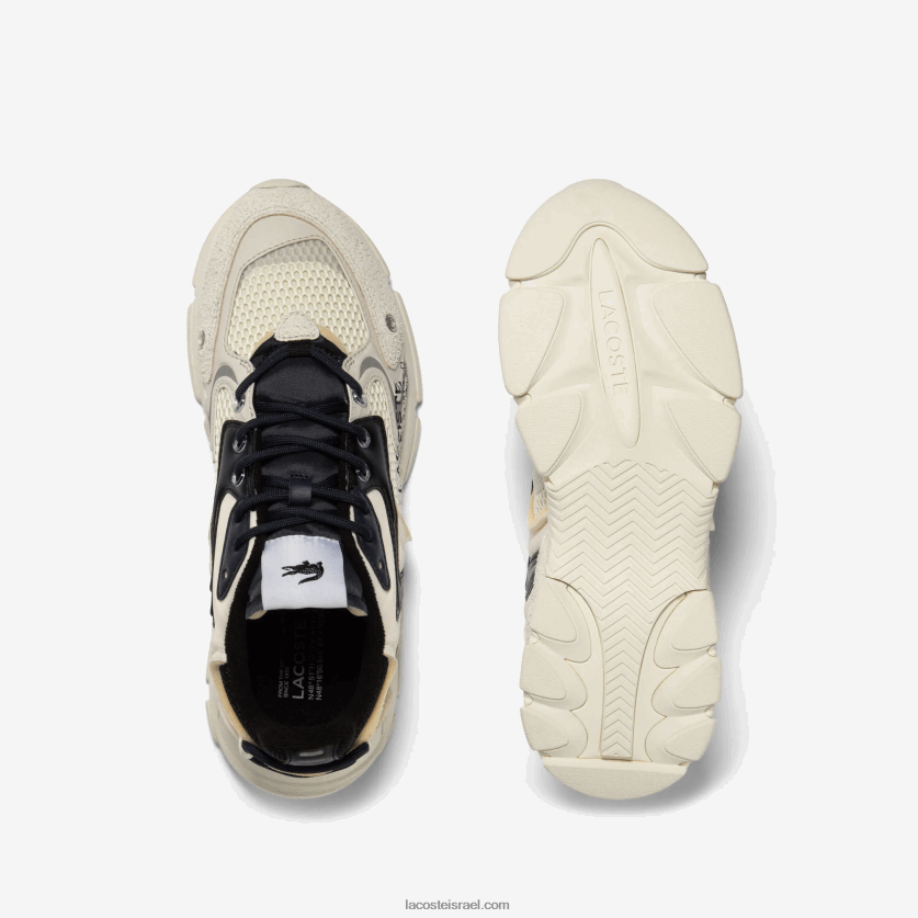 Lacoste נעלי ספורט l003 neo טקסטיל DZ4D0D1694 לבן שחור 2g9 גברים - Image 4