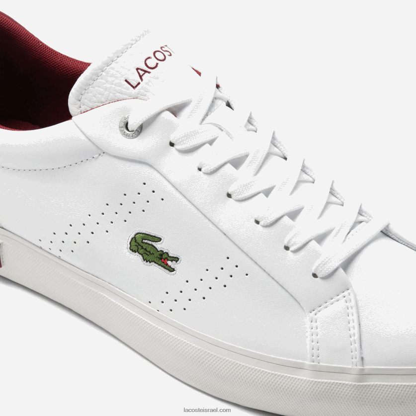 Lacoste נעלי פופ פופ עקב עור powercourt 2.0 DZ4D0D1741 לבן ואדום 286 גברים - Image 6