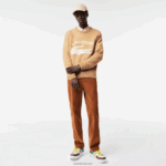 Lacoste סוודר אלפקה בשילוב תנין ניגודיות ממותג DZ4D0D1465 לבן בז' fp9 גברים - Image 2