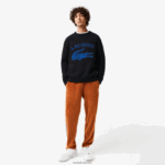 Lacoste סוודר אלפקה בשילוב תנין ניגודיות ממותג DZ4D0D1464 שחור כחול 985 גברים - Image 2