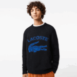 Lacoste סוודר אלפקה בשילוב תנין ניגודיות ממותג DZ4D0D1464 שחור כחול 985 גברים