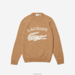 Lacoste סוודר אלפקה בשילוב תנין ניגודיות ממותג DZ4D0D1465 לבן בז' fp9 גברים - Image 4