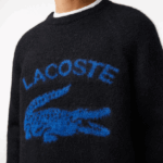 Lacoste סוודר אלפקה בשילוב תנין ניגודיות ממותג DZ4D0D1464 שחור כחול 985 גברים - Image 4
