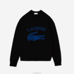 Lacoste סוודר אלפקה בשילוב תנין ניגודיות ממותג DZ4D0D1464 שחור כחול 985 גברים - Image 5