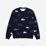 Lacoste סוודר אקארד מכותנה אורגנית תוצרת צרפת DZ4D0D1629 שחור/לבן אה גברים - Image 4