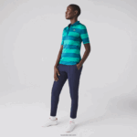 Lacoste סוודר גולף מבד ג'רזי פסים DZ4D0D2489 ירוק kxd נשים - Image 2