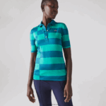 Lacoste סוודר גולף מבד ג'רזי פסים DZ4D0D2489 ירוק kxd נשים - Image 4