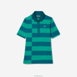 Lacoste סוודר גולף מבד ג'רזי פסים DZ4D0D2489 ירוק kxd נשים - Image 5