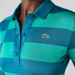 Lacoste סוודר גולף מבד ג'רזי פסים DZ4D0D2489 ירוק kxd נשים - Image 6