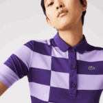 Lacoste סוודר גולף מבד ג'רזי פסים DZ4D0D2490 סגול 5 גרם נשים - Image 2