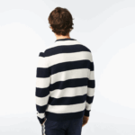 Lacoste סוודר ג'רזי מכותנה אורגנית עם פסים DZ4D0D439 שחור/לבן אה גברים - Image 3