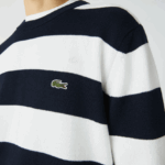 Lacoste סוודר ג'רזי מכותנה אורגנית עם פסים DZ4D0D439 שחור/לבן אה גברים - Image 4
