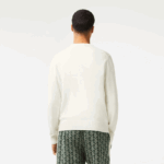 Lacoste סוודר ג'רסי עם צווארון עגול DZ4D0D501 לבן ירוק x0n גברים - Image 2
