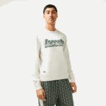 Lacoste סוודר ג'רסי עם צווארון עגול DZ4D0D501 לבן ירוק x0n גברים