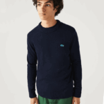 Lacoste סוודר ג'רסי צמר עם הדפס מנומר בכושר רגיל DZ4D0D1507 כחול כהה 7cg גברים - Image 2