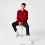 Lacoste סוודר ג'רסי צמר עם הדפס מנומר בכושר רגיל DZ4D0D1509 אדום 7cq גברים - Image 4