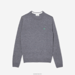 Lacoste סוודר ג'רסי צמר עם הדפס מנומר בכושר רגיל DZ4D0D1508 צ'ין אפור 73v גברים