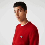 Lacoste סוודר ג'רסי צמר עם הדפס מנומר בכושר רגיל DZ4D0D1509 אדום 7cq גברים
