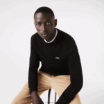 Lacoste סוודר כותנה אורגנית עם צווארון DZ4D0D1450 שחור 031 גברים