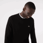 Lacoste סוודר כותנה אורגנית עם צווארון DZ4D0D1450 שחור 031 גברים - Image 4